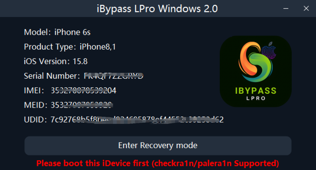 iBypass Lpro 绕过6s-x icloud锁定 并解锁信号 支持Windows/Mac